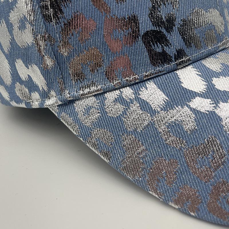 Fashion bronzing leopard print baseball cap European and American fashion curved brim sunshade cap