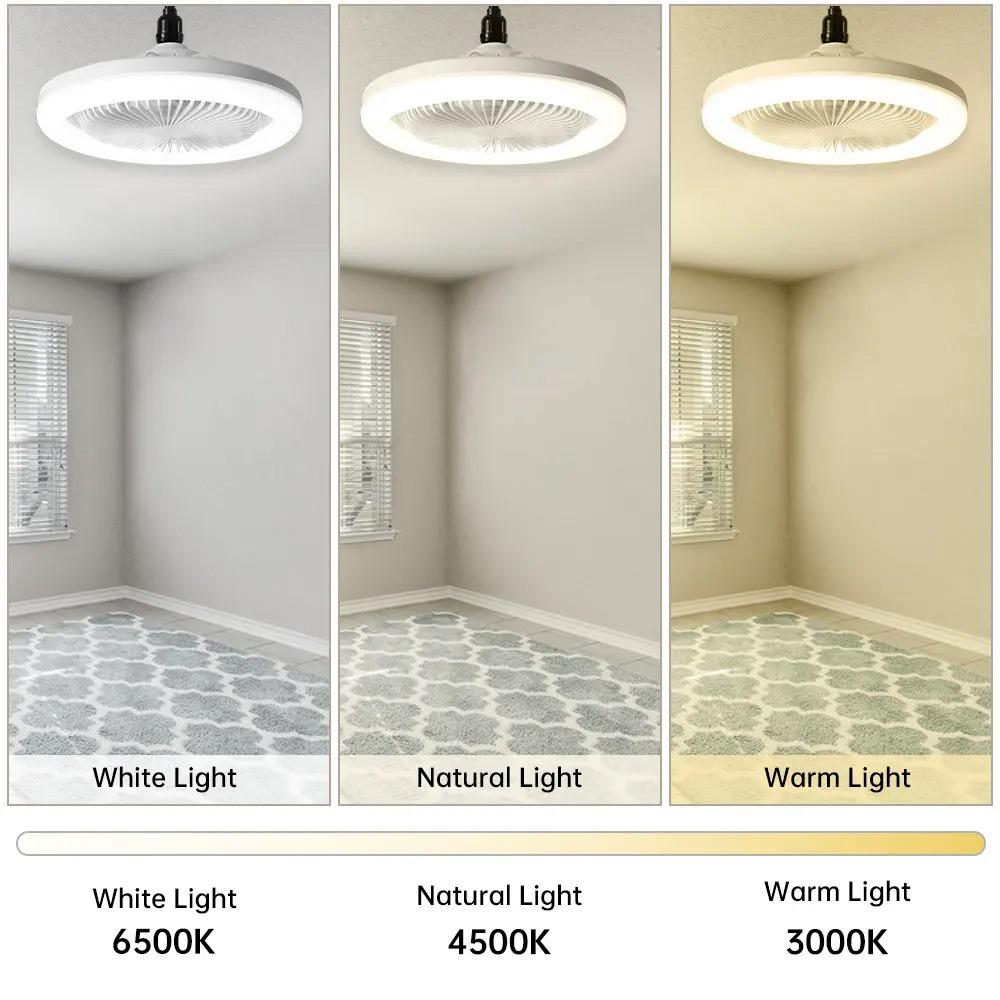 Умный потолочный вентилятор с подсветкой E27 Пульт дистанционного управления с регулируемой яркостью Потолочный вентилятор Лампа Малошумный комнатный ветровентилятор Свет для спальни Гостиная Кухня