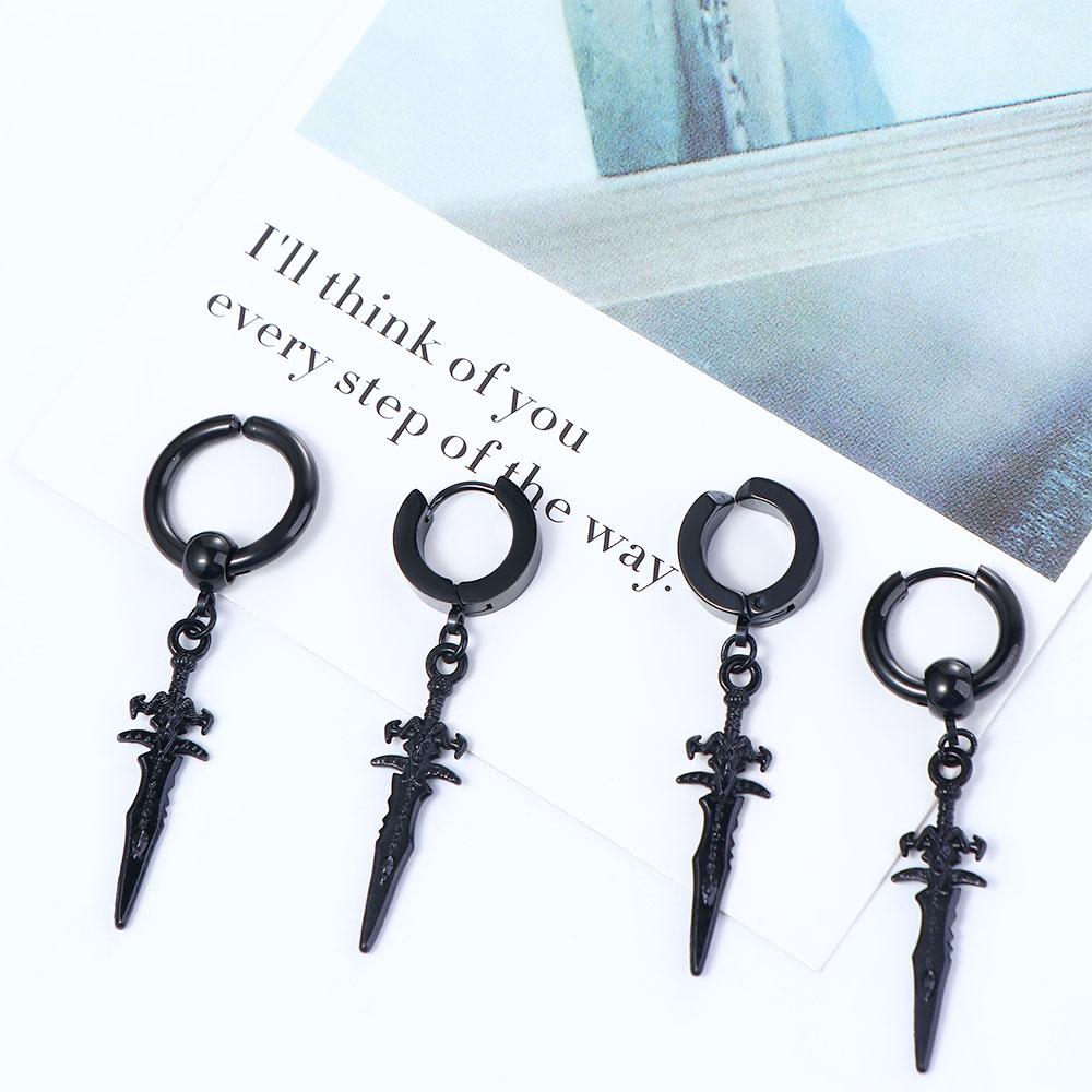 Pierced For Women Black Silver Cross Clip On Earrings Ear Cuff Korean Stud Earrings Men Ear Clips