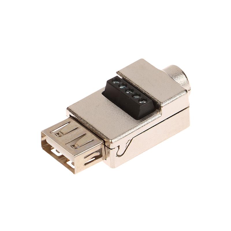 1 шт. Металлический корпус USB 2.0 Male Female для телефона, клавиатуры, мыши, Быстрая зарядка, Проводной разъем, Беспаечный штекер USB, Клемма для DIY-монтажа