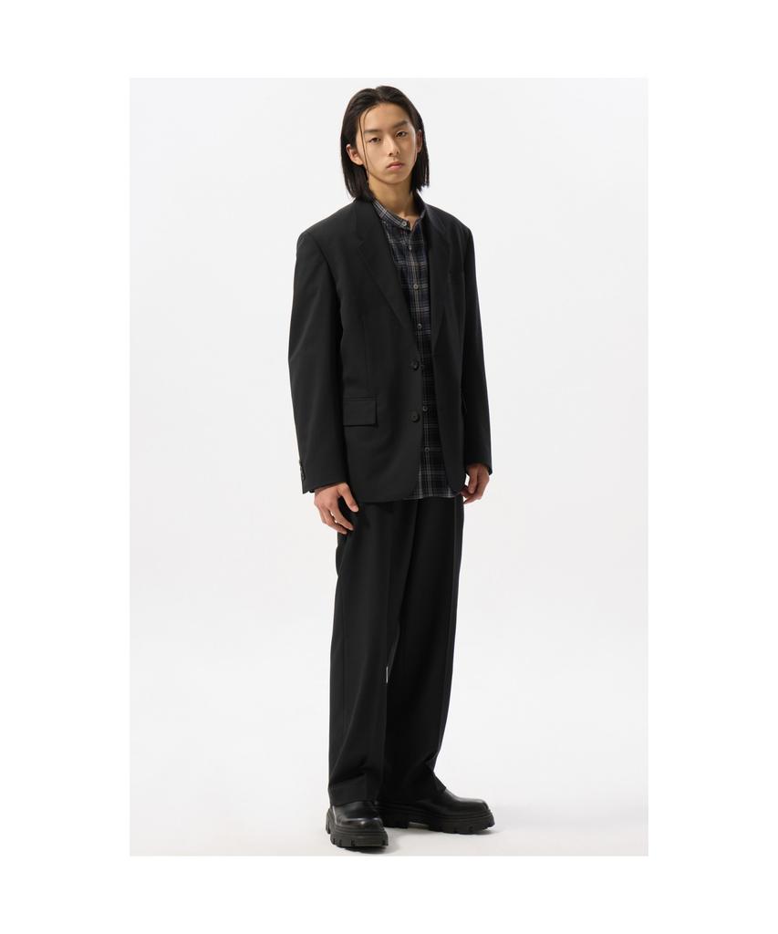Customellow Black Relaxed Fit Wool Blended Setup Jacket_Cwjas25221Bkx