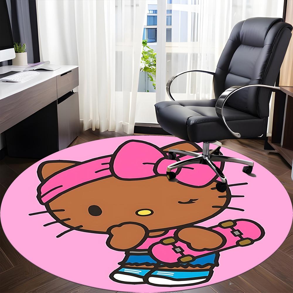 1 шт. Ковер Hello Kitty, Круглый, Нескользящий, Прочный, Большого размера, Офисный ковер, Подходит для офиса, Красивое украшение