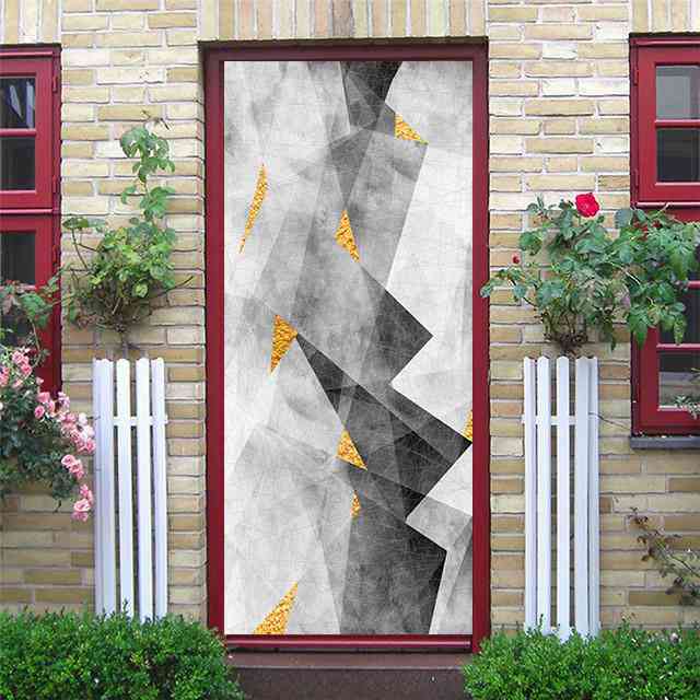 Картина маслом, наклейки на дверь, цветок, простые абстрактные линии, бамбуковые обои на холодильник для гостиной, домашний декор, художественная наклейка для спальни