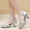 Fashion Women Girls Latin Dancing Shoes Close Toe Tango Waltz Modern Ballroom Dance Shoes Heel 5.5cm