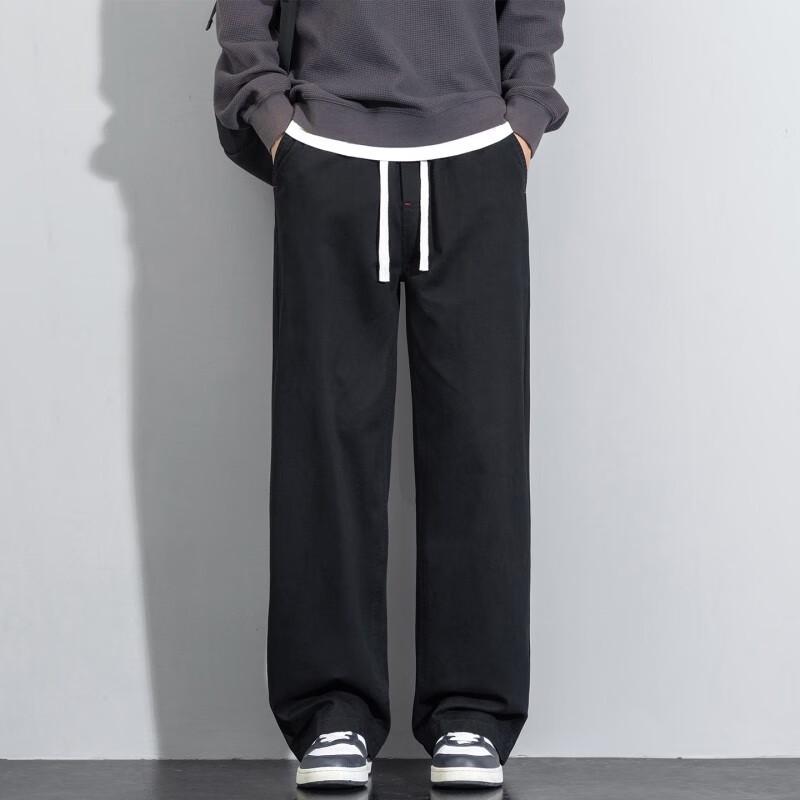 Men's Solid Color Loose Straight-Leg Casual Pants
