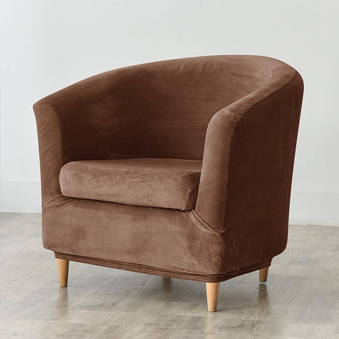 Club Armchair Cover, Velvet, Brown