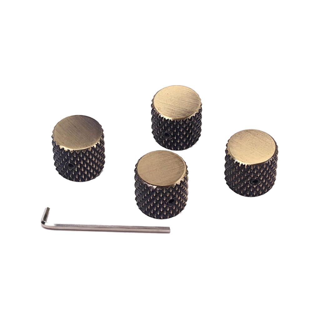 4Pcs Metal Bronze-coloured Replacement Speed Knobs Button Volume Tone Control Knobs for Electric Bass Guitar Accessories