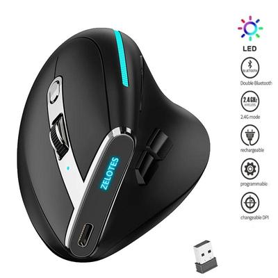 Беспроводная вертикальная мышь RGB, перезаряжаемая Bluetooth-мышь для ноутбука, планшета, Mackbook, программируемая игровая мышь, эргономичные мыши