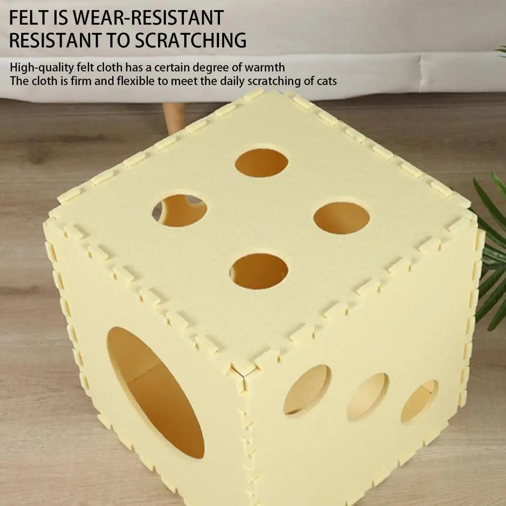 Splicing Felt Cat Nest Dice-shape Cat House Detachable Cat Mat Felt Tunnel Toy Interactive Pet Toy Cube Tent Pets Supplies gifts