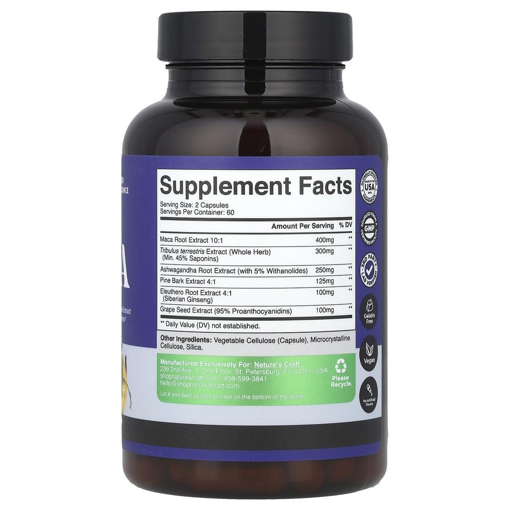 Nature's Craft Men's Wellness, Maca Root Complex, 120 Capsules