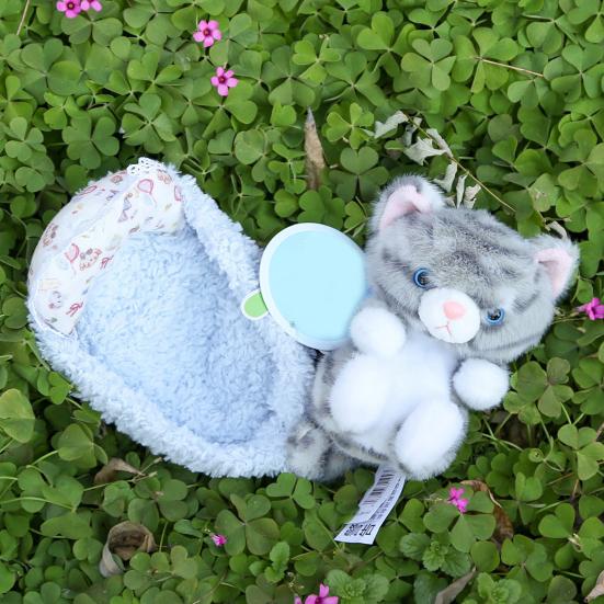 Милая реалистичная плюшевая игрушка котенок со спальным гнездом, мягкая набивная игрушка, пушистая кукла кошка, забавный настольный декор