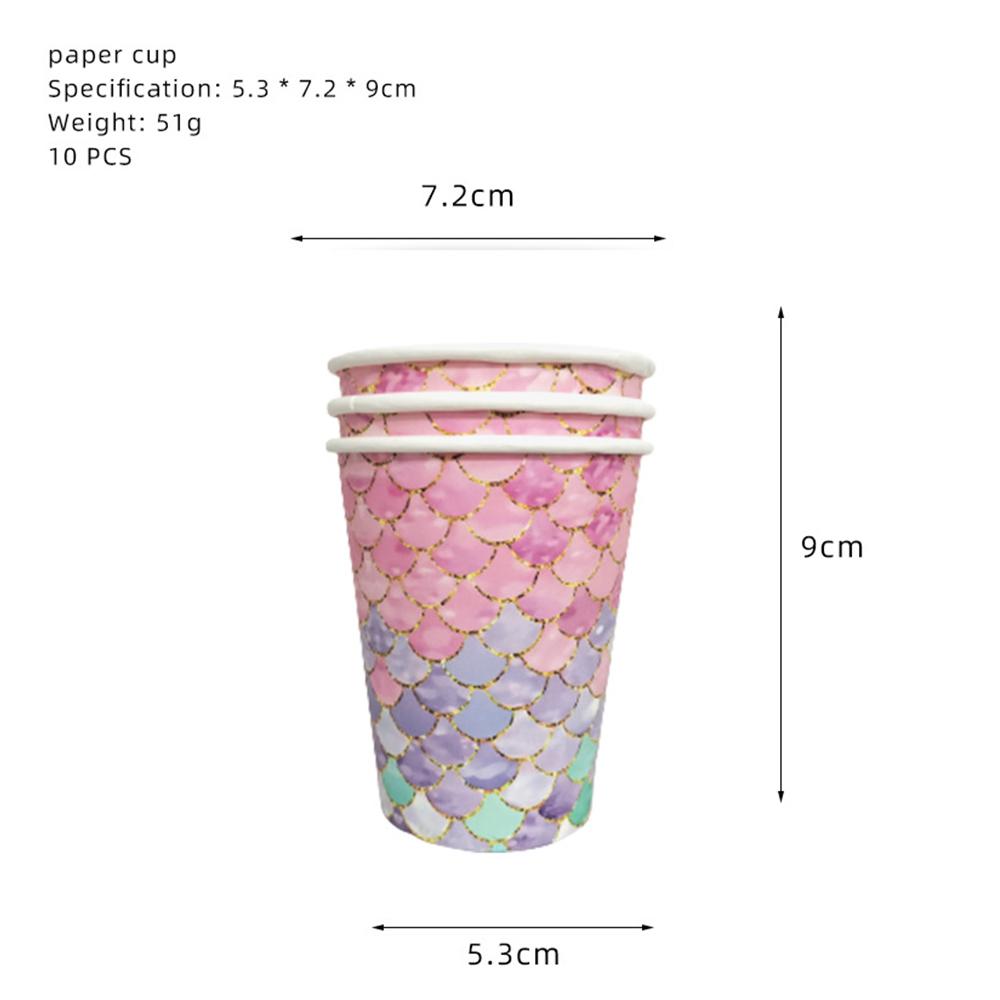 51pcs Mermaid Party Tableware Set Including Plates Napkins Tablecloths Cups