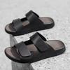 Fashion Fashionable Outdoor Men's Anti Slip Beach Sandals for Summer New Comfortable Men Top Layer Cowhide Explosive Latex Pad Slippers