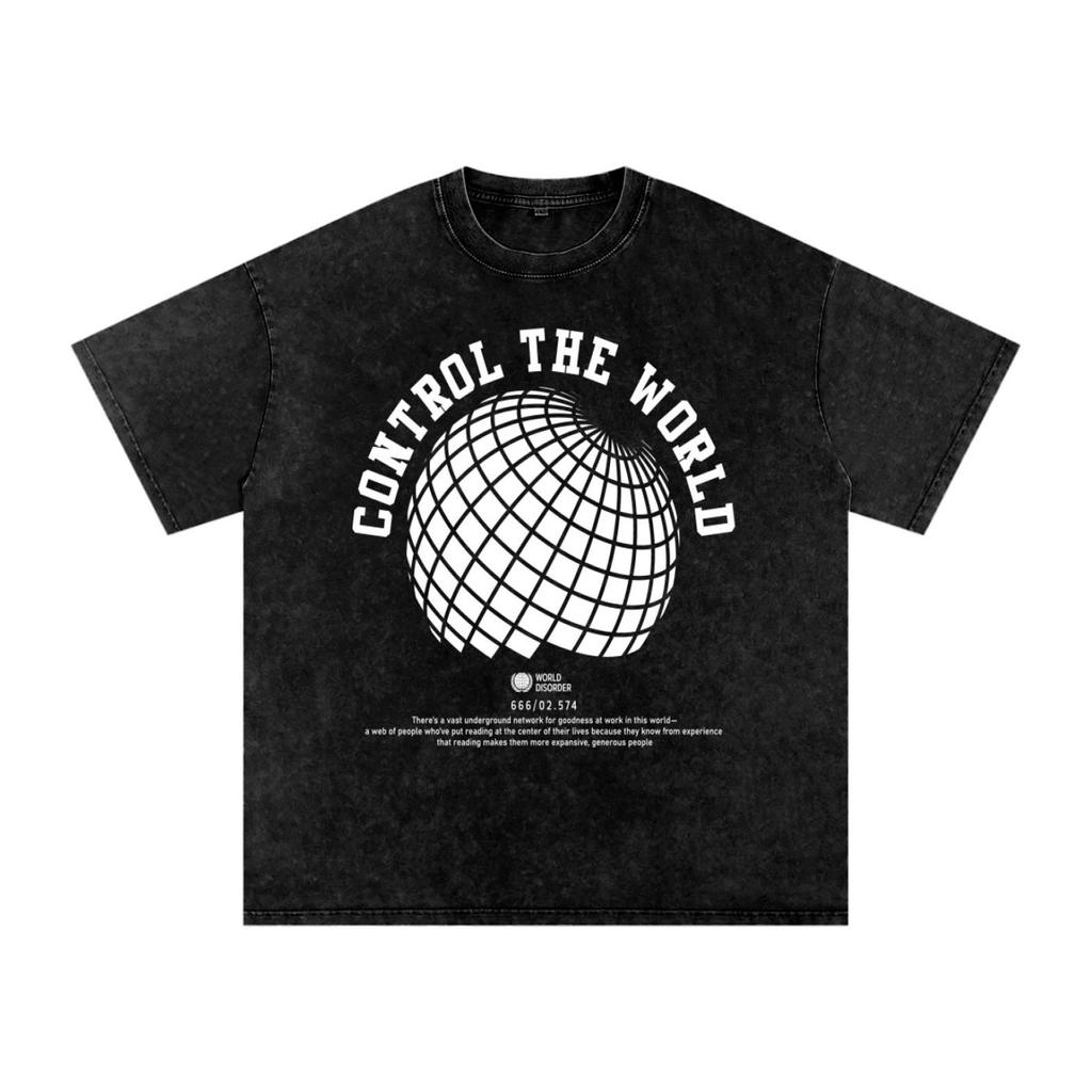Control The World | Snow Washed Oversized Cotton T-Shirt and kids shirt