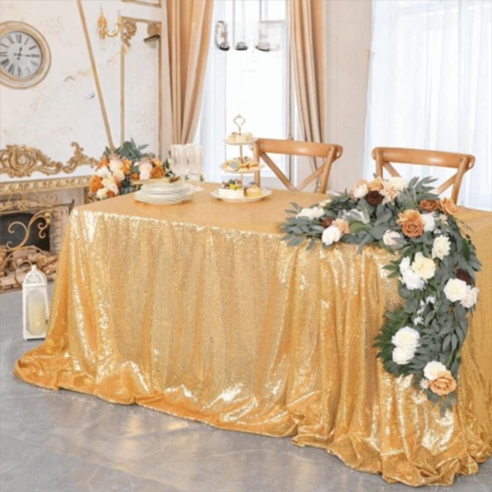 Rectangular Party Sequin Tablecloth Solid Color Table Decoration Dinner Table Cover Baby Shower