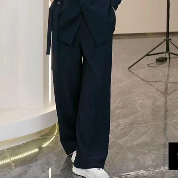 Стиль золовки 2024: Комплект из двух предметов: брюки палаццо свободного кроя больших размеров для женщин - Весна и Осень