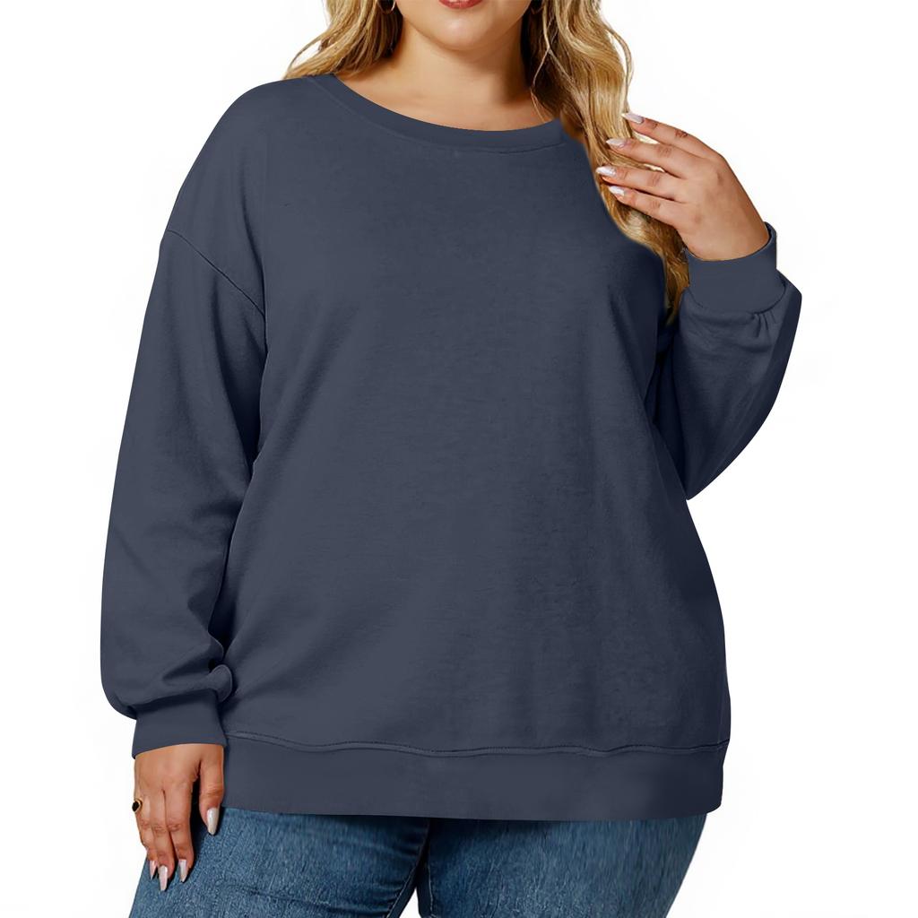 Plus Size Sweatshirt For  Women Oversized Crewneck Long Sleeve Pullover Tops