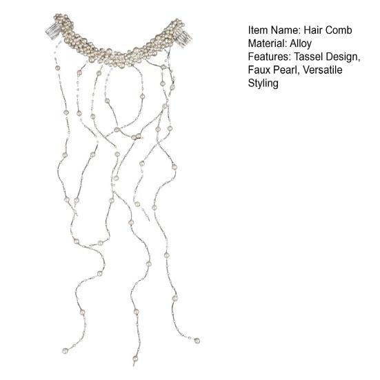 Женское украшение для волос искусственный жемчуг горный хрусталь цветок свадебный гребень для волос длинный стиль свадебные аксессуары для волос