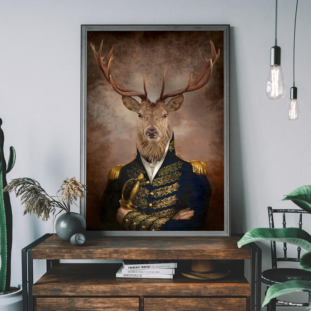 Stage Retro Portrait Poster Print Canvas Wall Art Renaissance Animal Head Living Room Decoration