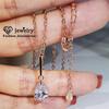 CC Chain Pendant Necklace For Women Rose Gold Plated Water Drop Pink Cubic Zircon Stone Wedding Party Fine Jewelry CCN285