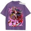 Vintage Washed Black TShirt One Piece Anime Boa Hancock Snake Print Oversized Streetwear for Casual Daily Wear