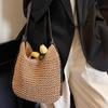 Вместительная соломенная сумка через плечо, женская новая нишевая плетеная сумка в отпускном стиле, пляжная, для отдыха, подмышечная сумка