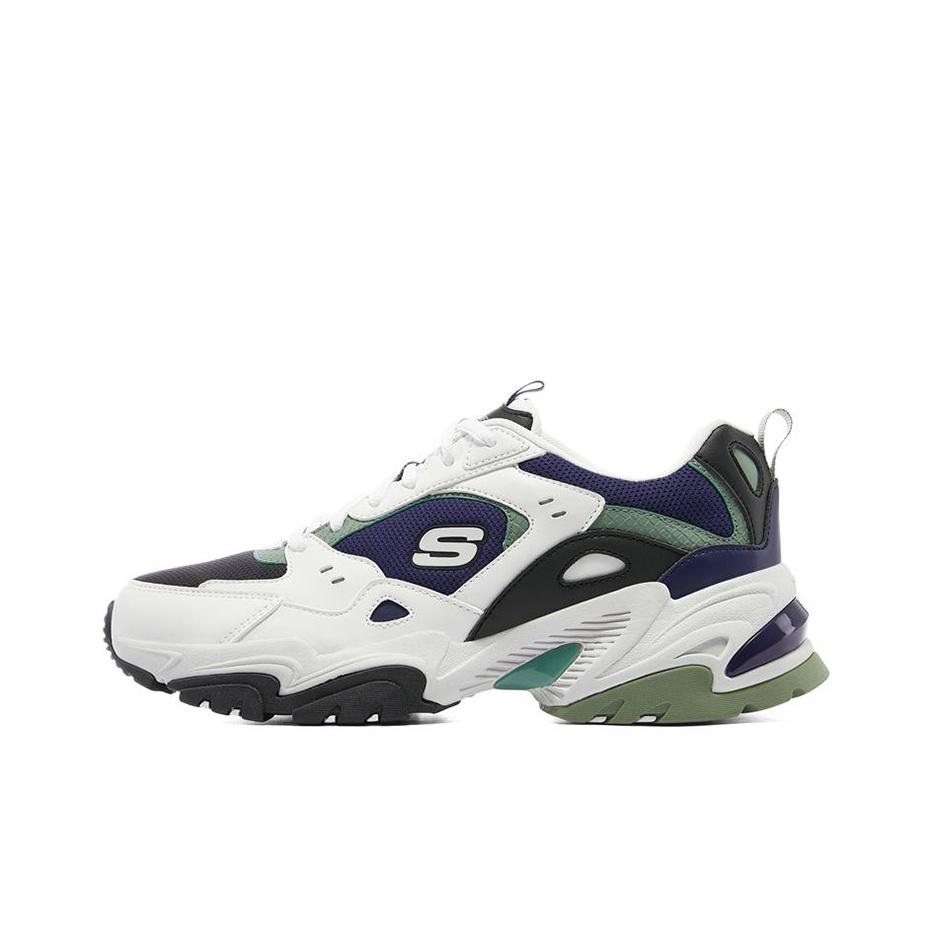 Skechers Stamina V2 Mesh Retro Универсальные Спортивные Низкие Папины Кроссовки Мужские Белый Черный Синий 237138-WBKB
