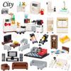 Home Furniture MOC Building Blocks City Scene DIY Kitchen Bed Sofa Toilet Bathtub Model Decoration Assembly Bricks Toys For Kids