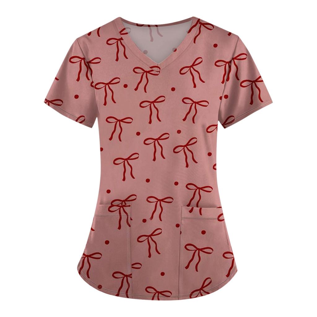 Женский модный комбинезон с короткими рукавами и принтом в виде банта и карманами