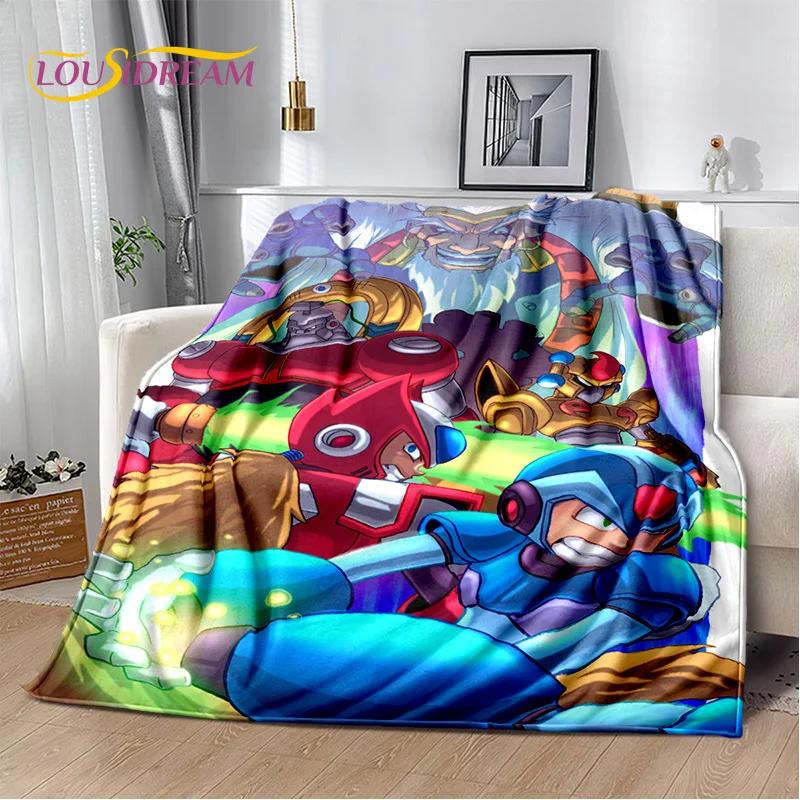 Мягкие одеяла с изображением ретро-мультфильма Rockman Mega Man Game, сохраняющие тепло, удобные одеяла для пикников, кроватей, диванов, домашних спален