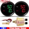 ZMFJH Цифровой 2"52MM Датчик температуры масла + Давления масла с датчиком Мигающая сигнализация Водонепроницаемый для Морского Судна Лодки Автомобиля Авто 9-32В