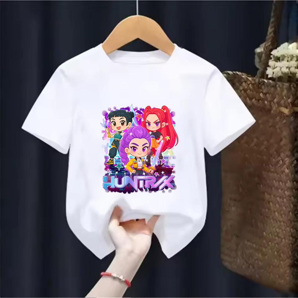 Летний Бренд Kpop Охотники на Демонов Детская Одежда Футболка с Коротким Рукавом Милая K-pop Охотники на Демонов Харадзюку Футболка для Мальчиков Девочек
