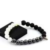 Stones and Minerals. Moonstone + Lava + Hematite 8 Mm Pearl Bracelet. Made In France.