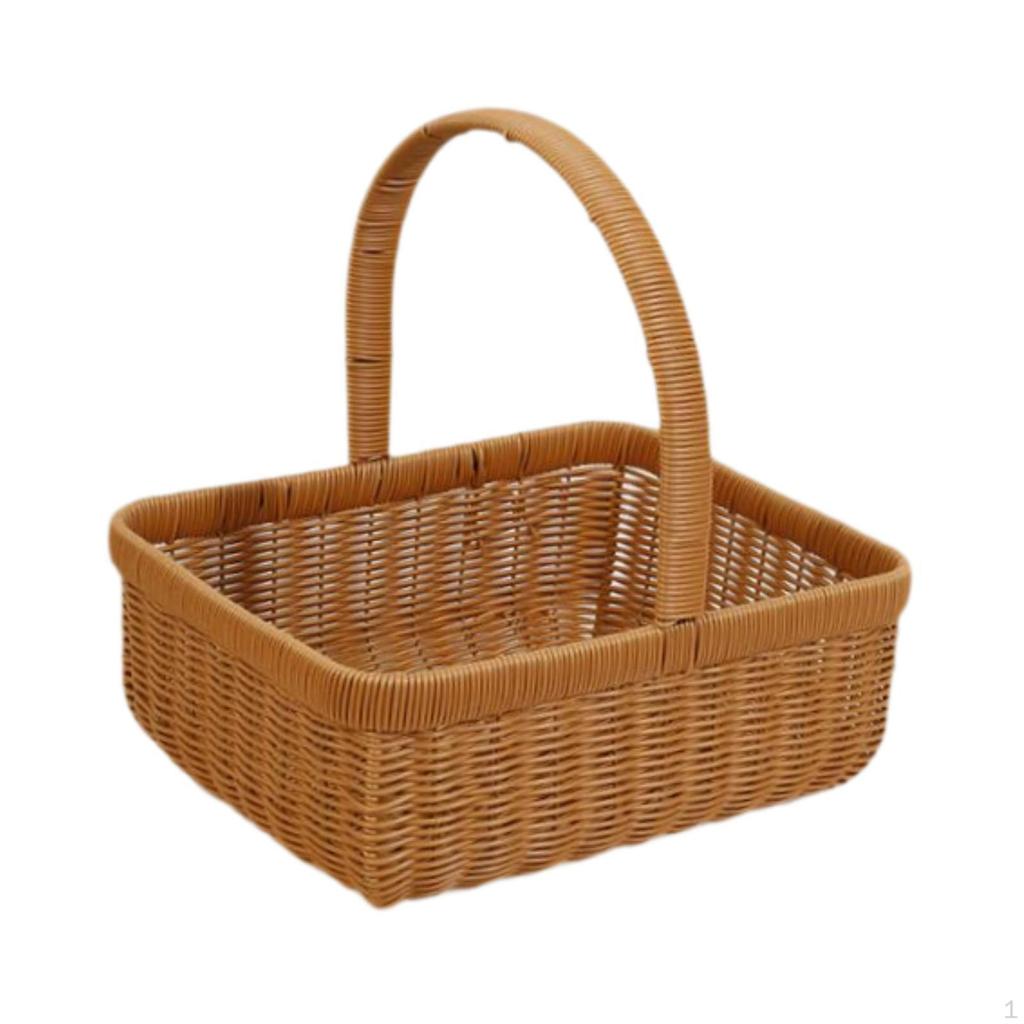 Imitation Rattan Picnic Basket Vegetable Fruit Picking Flower for Candy