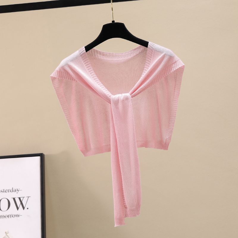 Summer Sun Protection Ice Silk Knitting Versatile Knotted Scarf Women's Short Style Neck Protection Thin Style