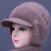 Шапка кроличий мех защита ушей теплая осенне-зимняя вязаная шапка ветрозащитная бархатная женская холодостойкая шерстяная шапка