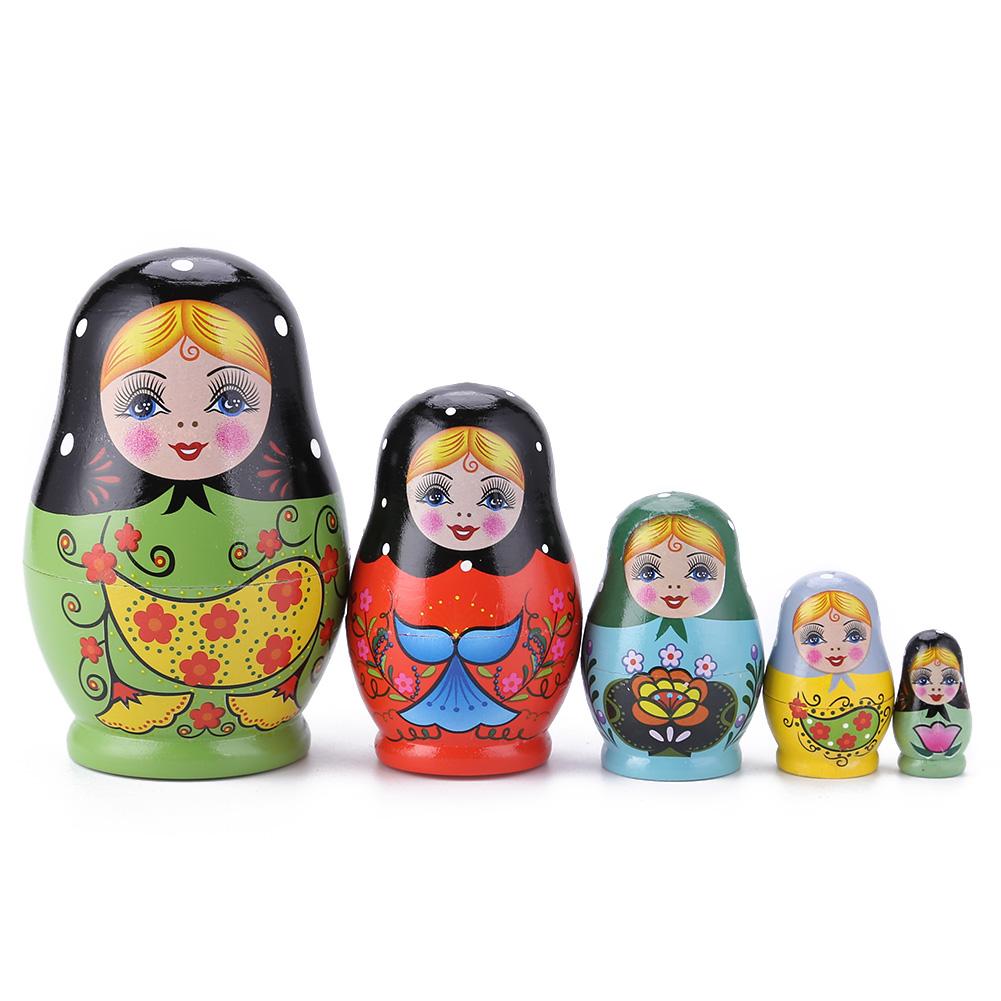 1 Set Matryoshka Dolls Nesting Dolls Toy Wooden Russian Doll Hand Paint Toys Craft Toys DIY Paint Skill Training Children Gifts