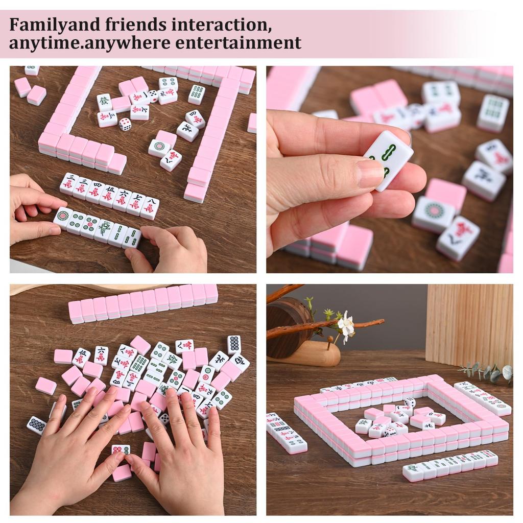 Традиционный китайский набор для игры в маджонг, 144 плитки, с переносной сумочкой, размер плитки - 2,4 * 1,5 * 1,1 см