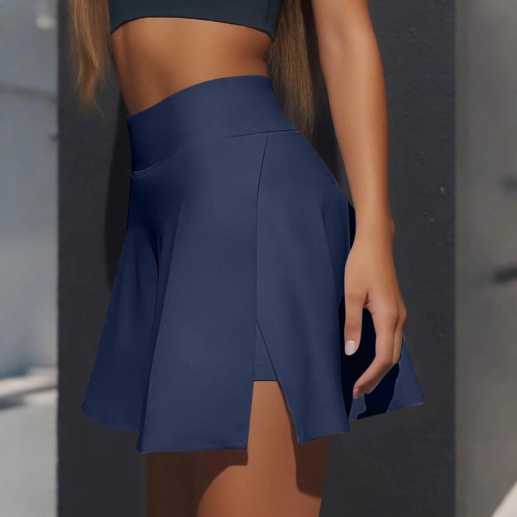 Женская повседневная однотонная короткая полуюбка с высокой талией, спортивная юбка, плиссированная юбка