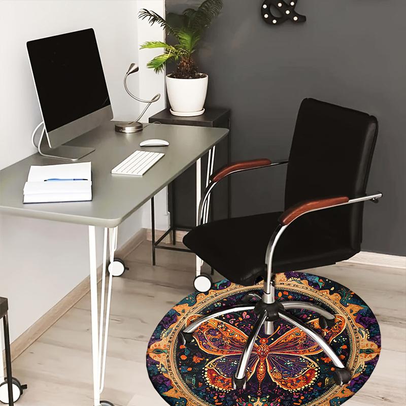 1pc Office Carpet Chair Mats Butterfly Mandala Artwork Perfect for Decorating Office Chairs, Living Rooms, Or Bedrooms