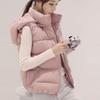 Women's Autumn and Winter Short Cotton Vest Solid Color Warm Hooded Jacket