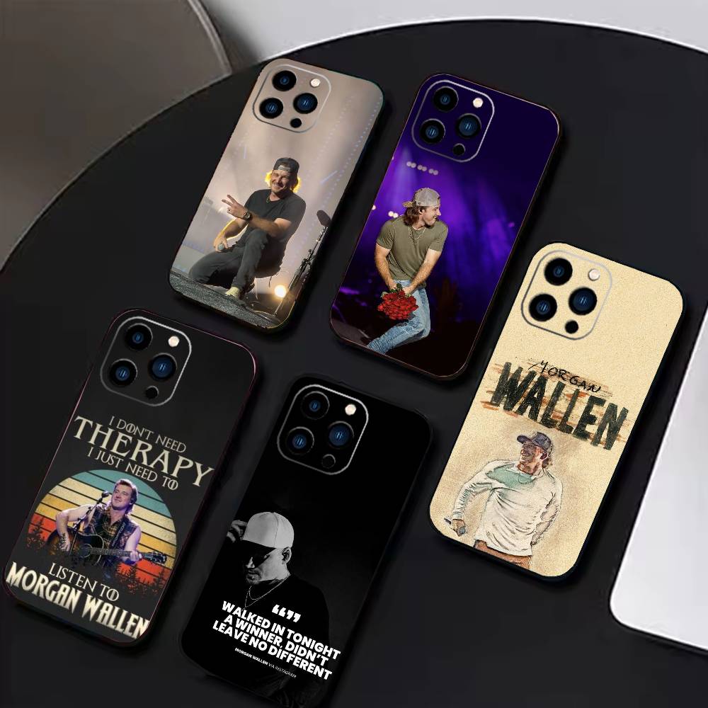 W-Morgan M-Wallen Phone Case For iPhone 17 16 15 14 13 12 Max Plus Silicone Black Cover