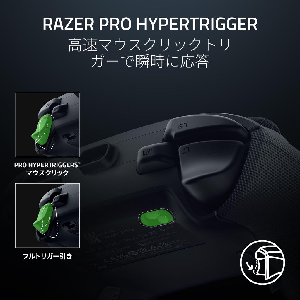 Razer Wolverine V3 Pro 8K PC Wireless with Interchangeable TMR 4 Mouse Click Back Buttons 2 Claw Grip Mouse Click Triggers for Instant PBT Action