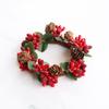 Christmas Mini Wreath Decorative Taper Candle Rings Candlestick Stand for Dinner Wedding, Party Home Ornaments