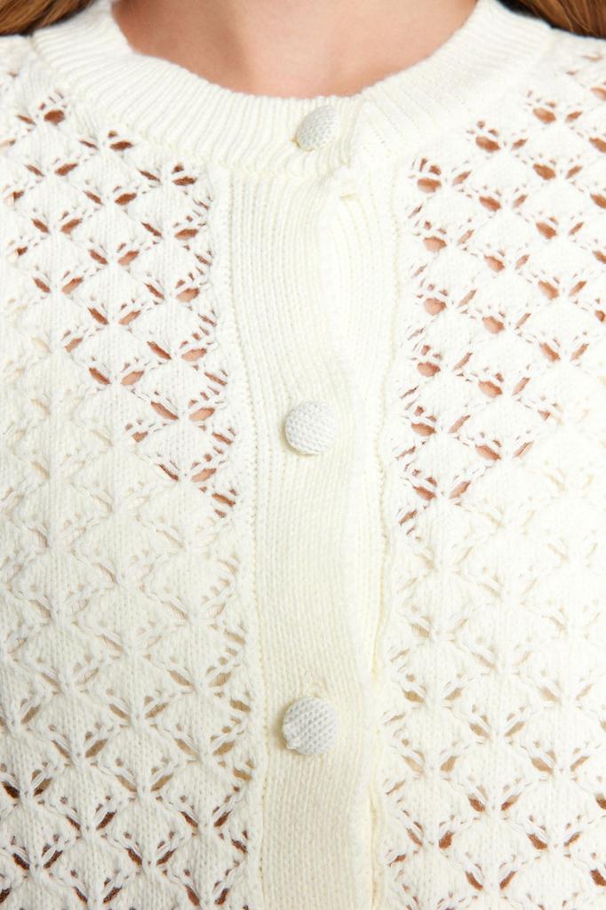 Женский модный стильный кардиган, черный укороченный кружевной ажурный ажурный трикотажный кардиган