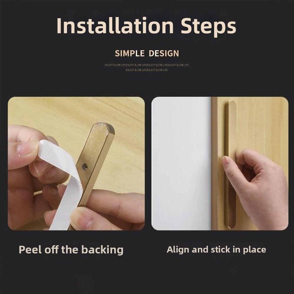 Self-adhesive Stick On Sliding Door Handles Aluminium Alloy 7 Inch Drawer Pulls Punch-free Multifunctional Cabinet Handles