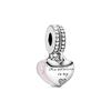 Mother And Daughter Hearts With Pink Enamel And Clear Cubic Zirconia P-792072EN40 For Women
