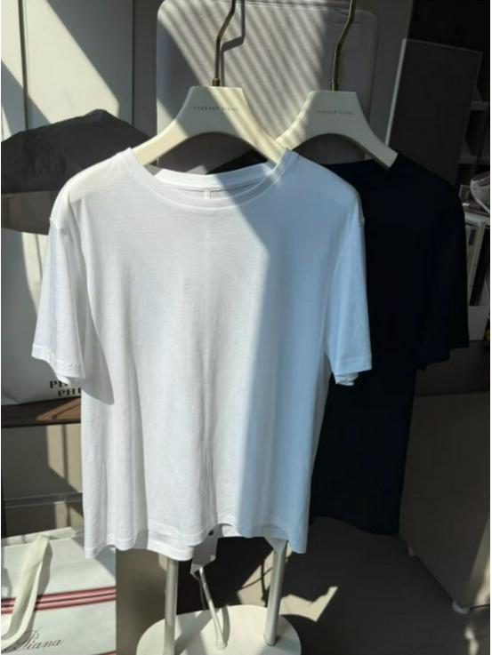 Базовая футболка с коротким рукавом и круглым вырезом из пима-хлопка The Row 25 Новый сезон