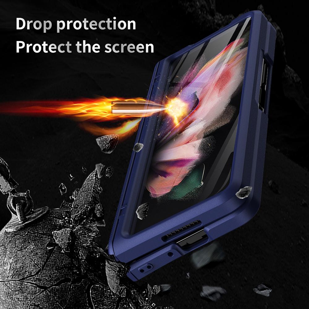 Ebesfous для Samsung Galaxy Z Fold 3 2 чехла с шарниром, полная защита, ультратонкий со стеклянной пленкой для экрана, жесткий чехол для ПК для Z Fold3