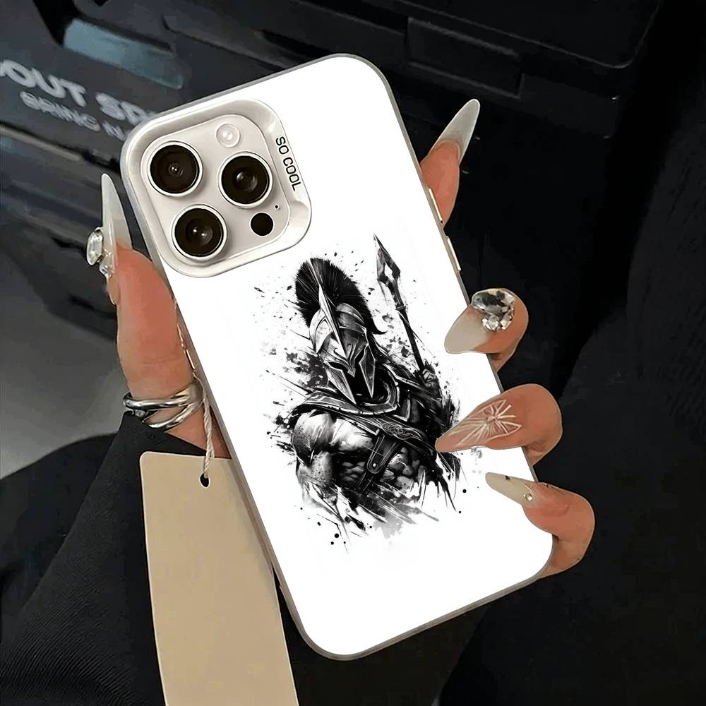 Крутой чехол S-Spartan для iPhone 11 12 13 14 15 16 Pro Max Plus белый Серебристый Чехол для телефона